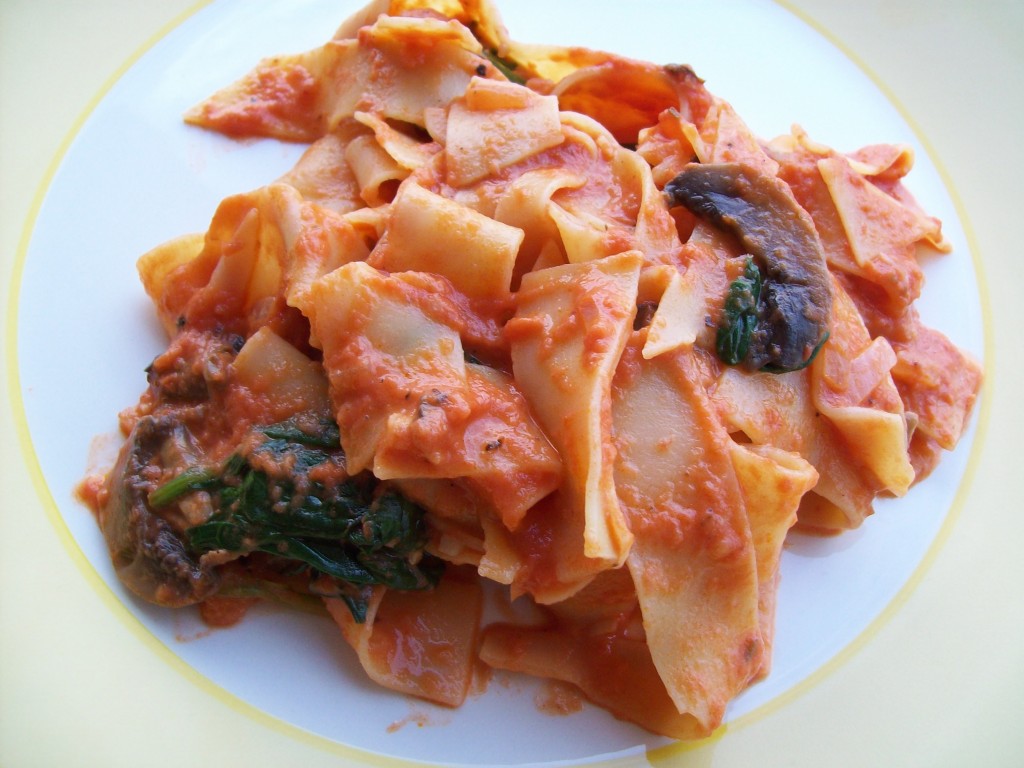 Spinach and Mushroom Pappardelle