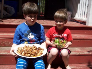 Children with food