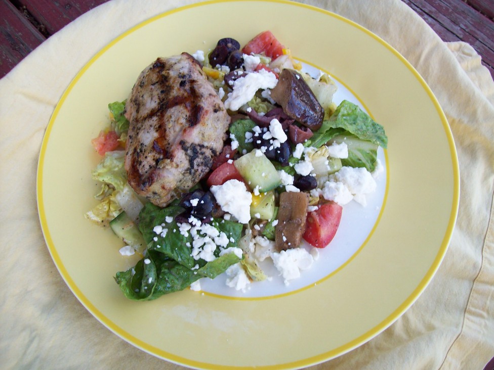Mediterranean Grilled Pork Chops and Salad
