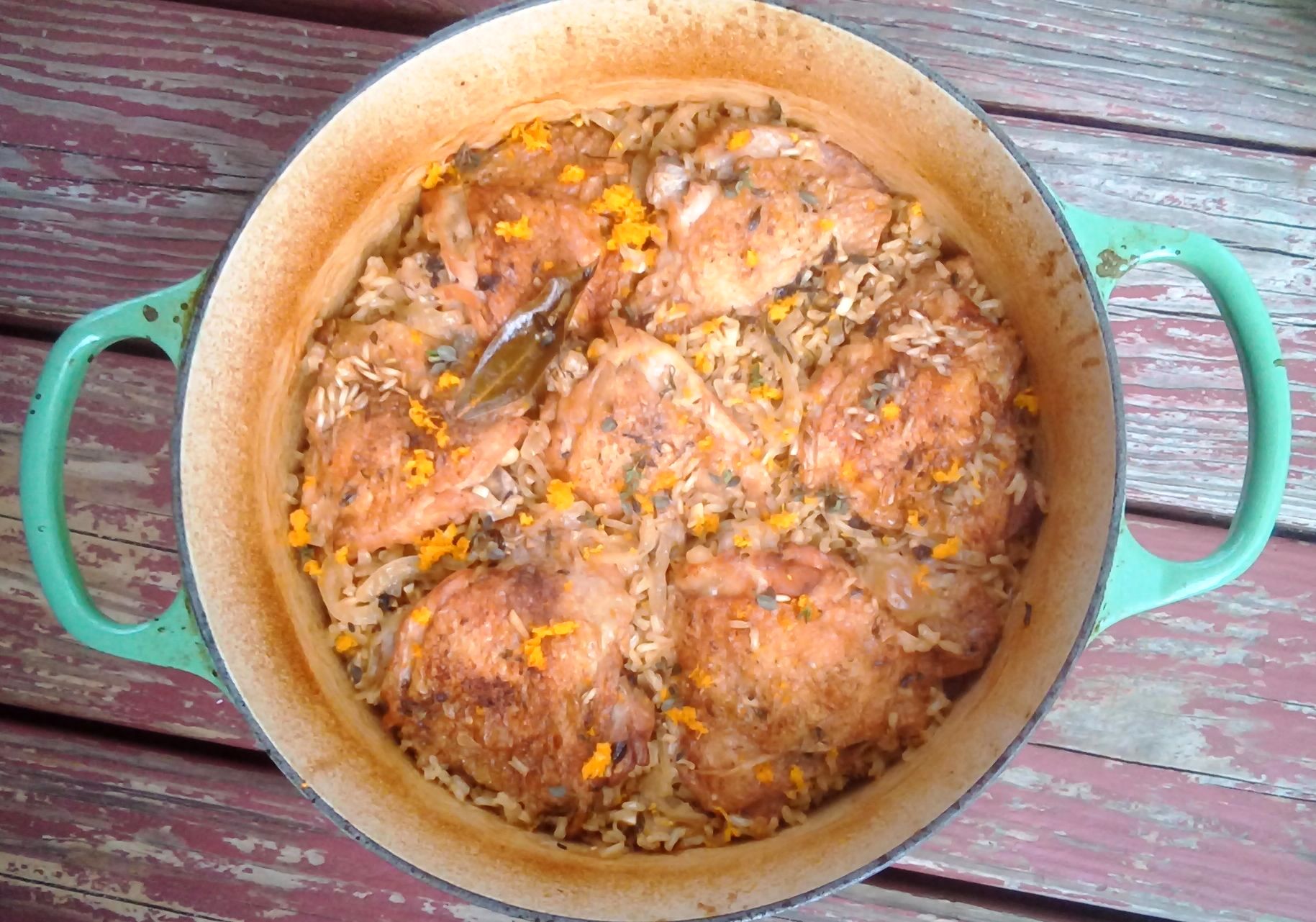 Orange-Thyme Baked Chicken and Rice | Red, Round, or Green