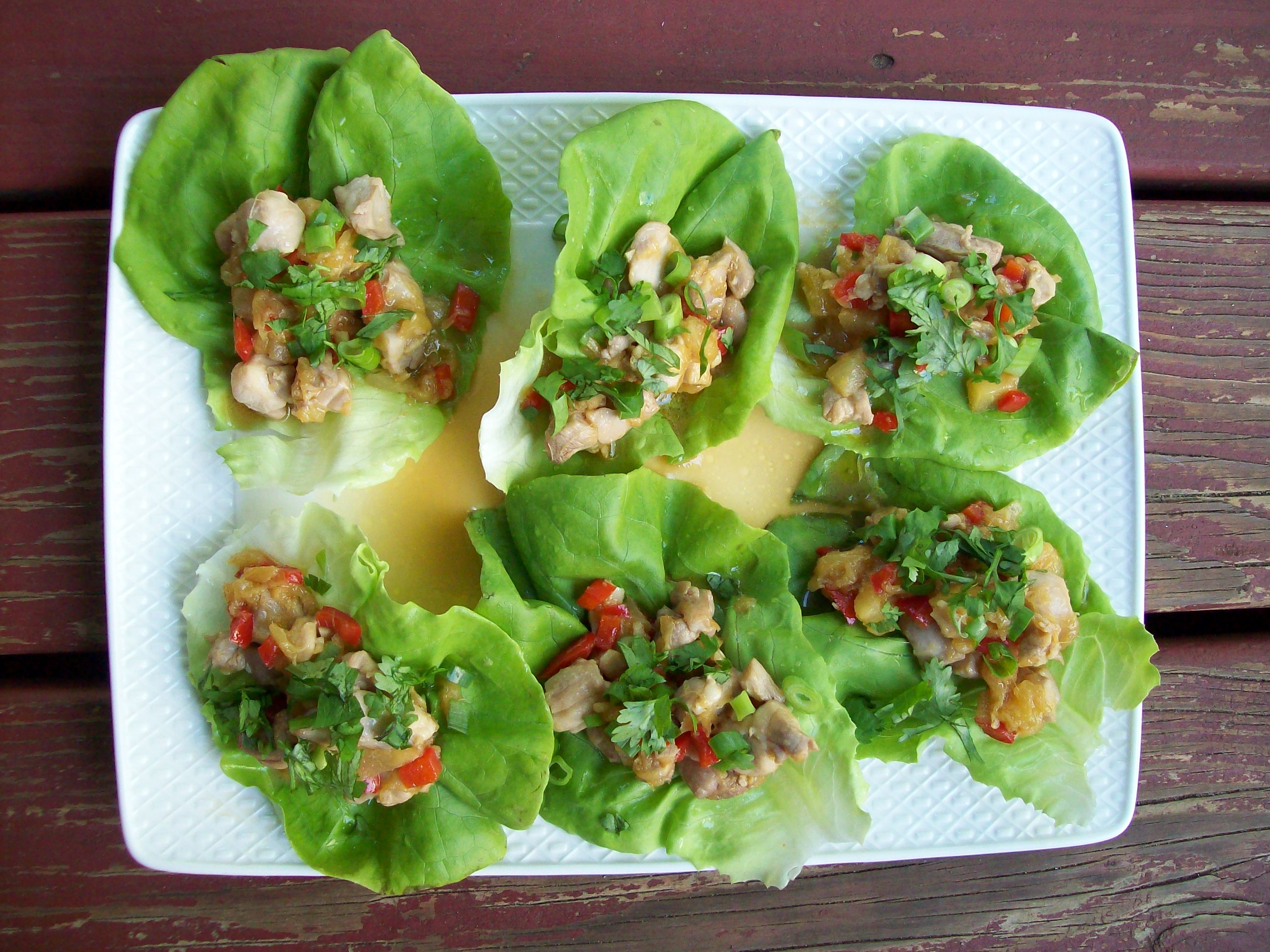 Tropical Chicken Lettuce Cups | Red, Round, or Green